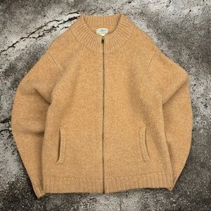 Vintage Wool L.L Bean Zip Up Sweater with Elbow Patches